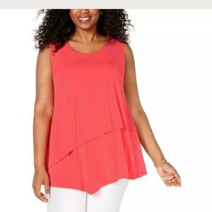 New Alfani pop art coral branch 2X sleeveless top